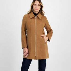 Michael Kors Zip Front Pea Coat XS dark Camel like new